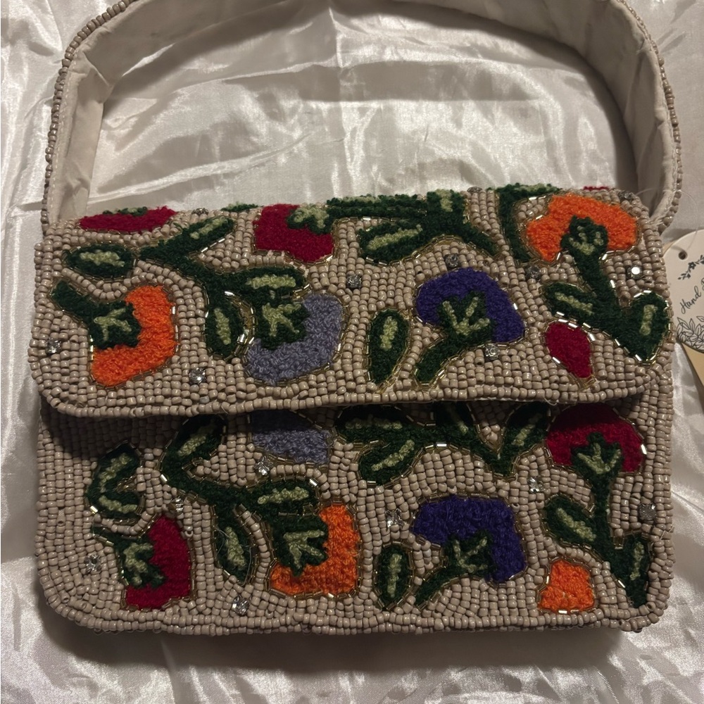 Floral Embroidered Beaded Women's Bag